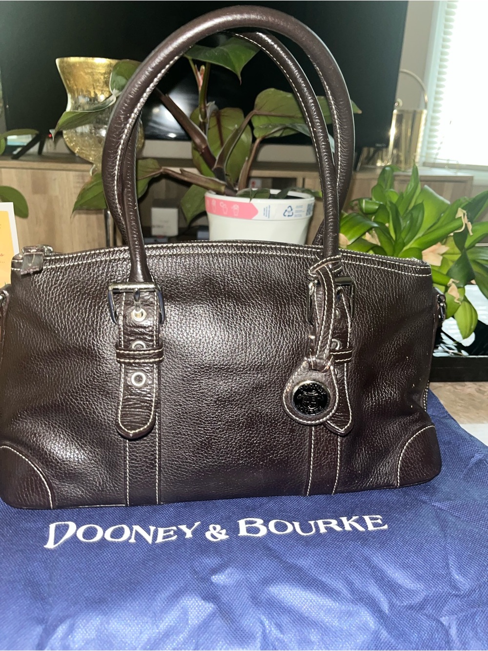 Dooney & Bourke Brown Leather Shoulder Satchel - Picture 2 of 7
